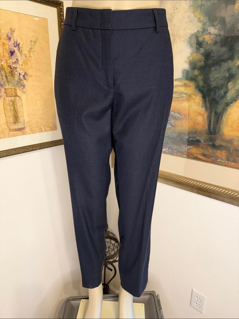 PANTS-Peserico Luxury Tailored Navy Blue Trousers Size IT48 (SEE MEASUREMENTS)